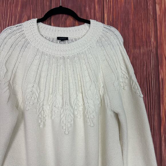 Talbots White Chunky Pullover Sweater Cotton Blend Womens Size XL - Picture 2 of 5